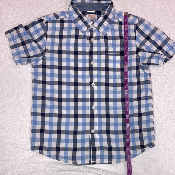Gymboree navy light blue white plaid short sleeve button down small 5/6 - Picture 4 of 6